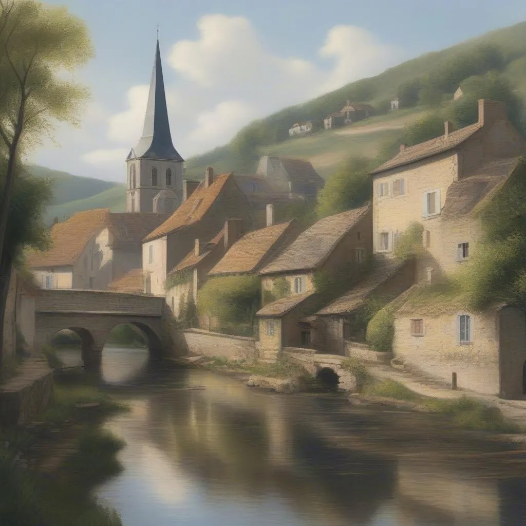 French village by the river