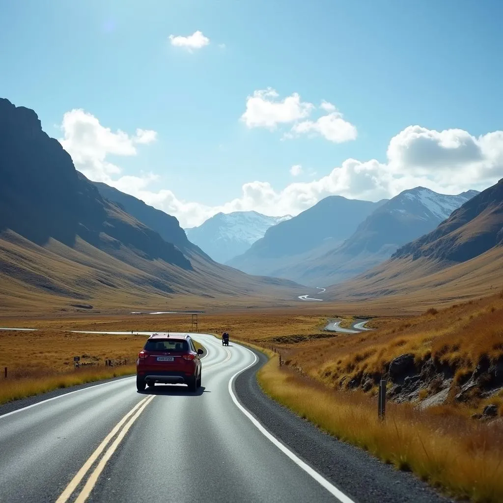 Conduire à travers les Highlands écossaises