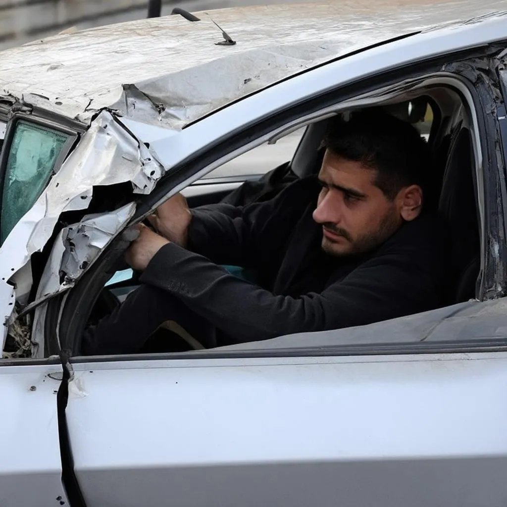 Hugh Douglas après un accident de voiture