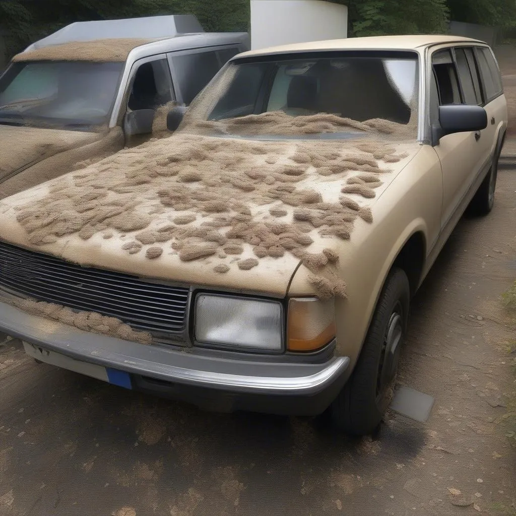 Car with insect damage