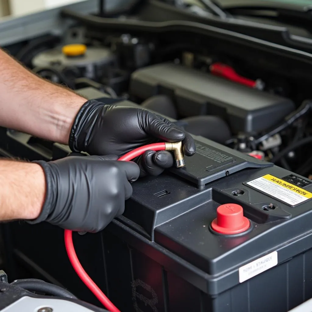 Installation d'une batterie de voiture