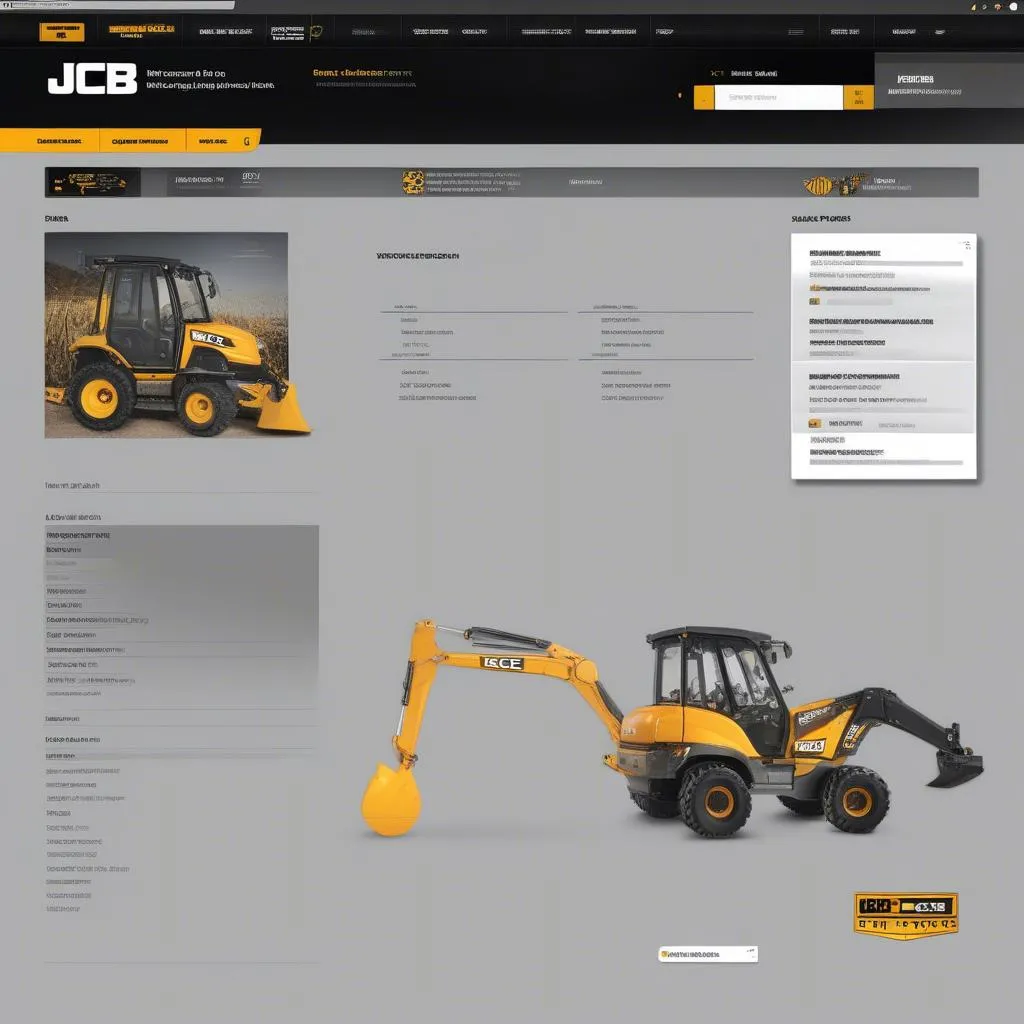 Interface du catalogue de pièces JCB en ligne