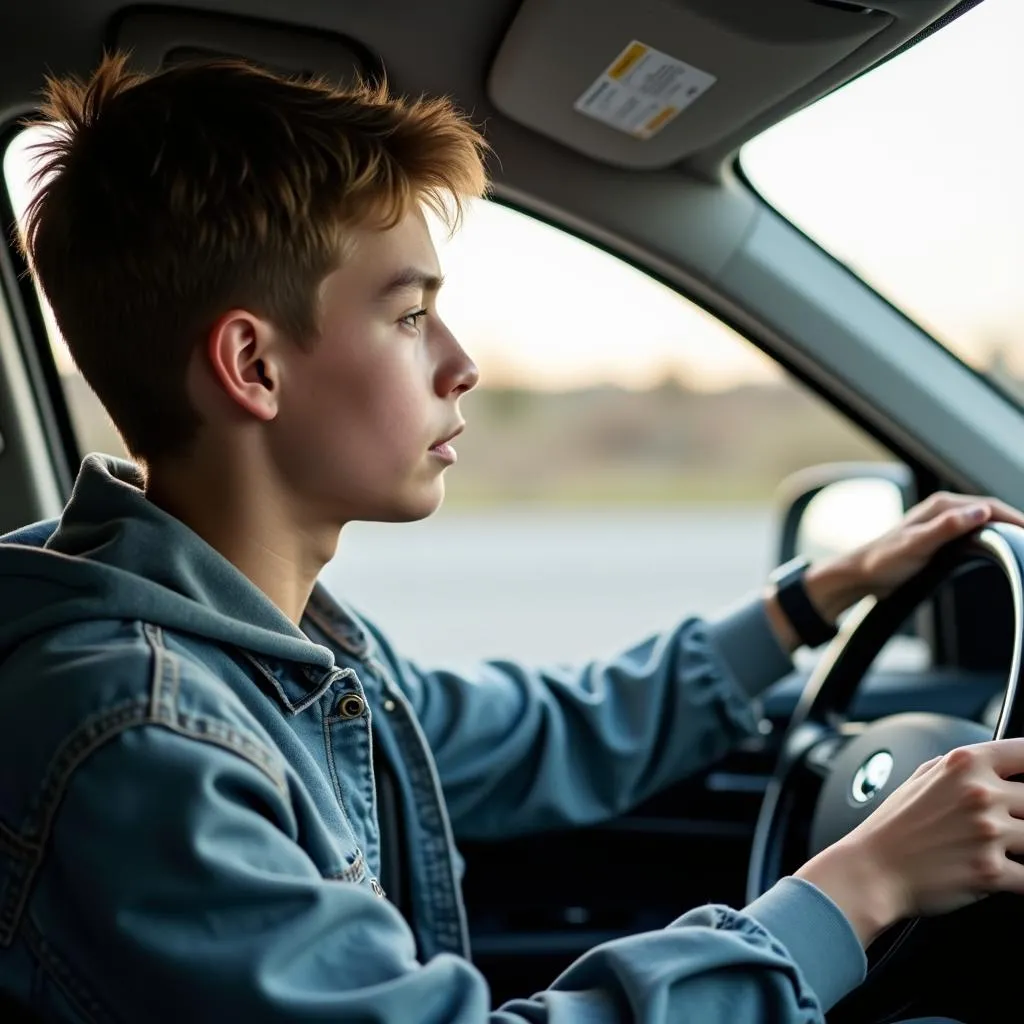 Jeune conducteur en formation à la sécurité routière