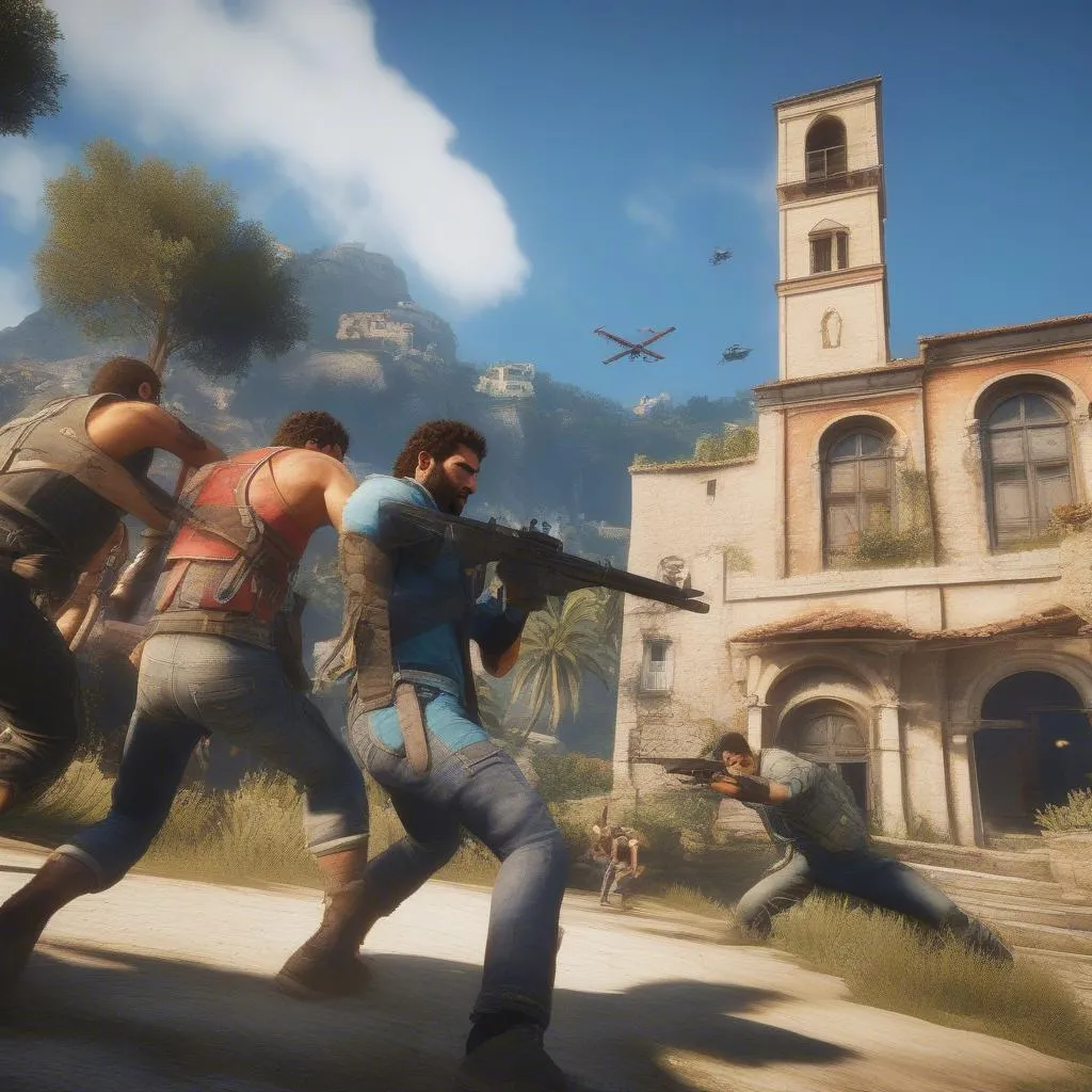 Rebelles de Just Cause 3 en train de combattre