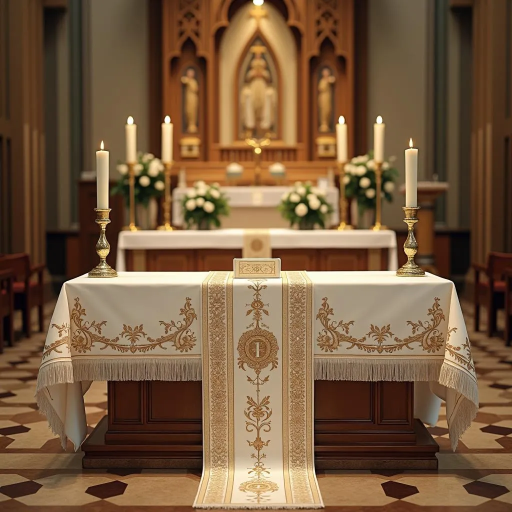 Linge d'autel dans une église