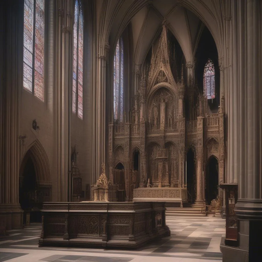 Maître-autel gothique dans une cathédrale