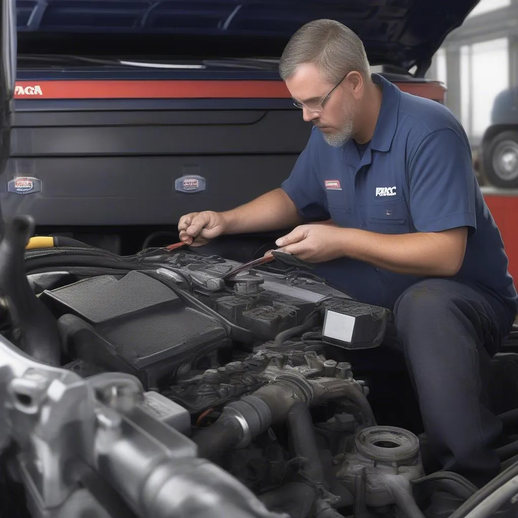 Mécanicien diagnostiquant un camion Paccar MX-13