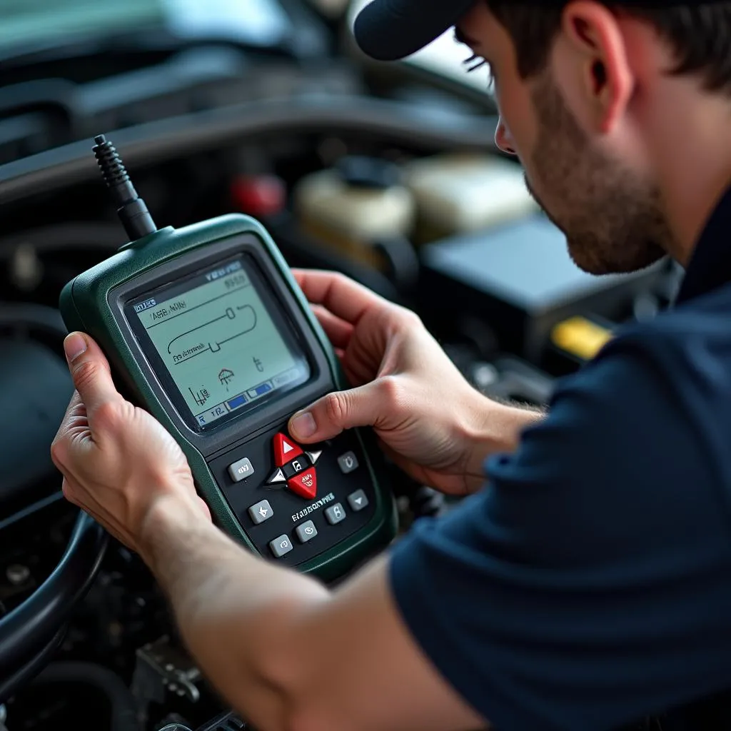 Mécanicien effectuant un diagnostic automobile