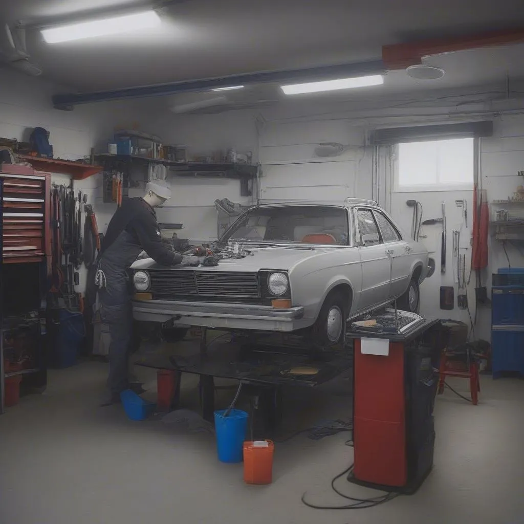 Mécanicien réparant une voiture