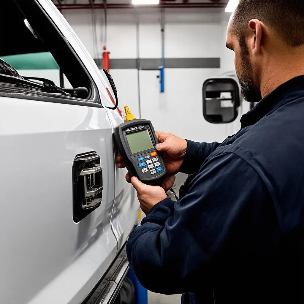 Mechanic Diagnosing Ford F-250