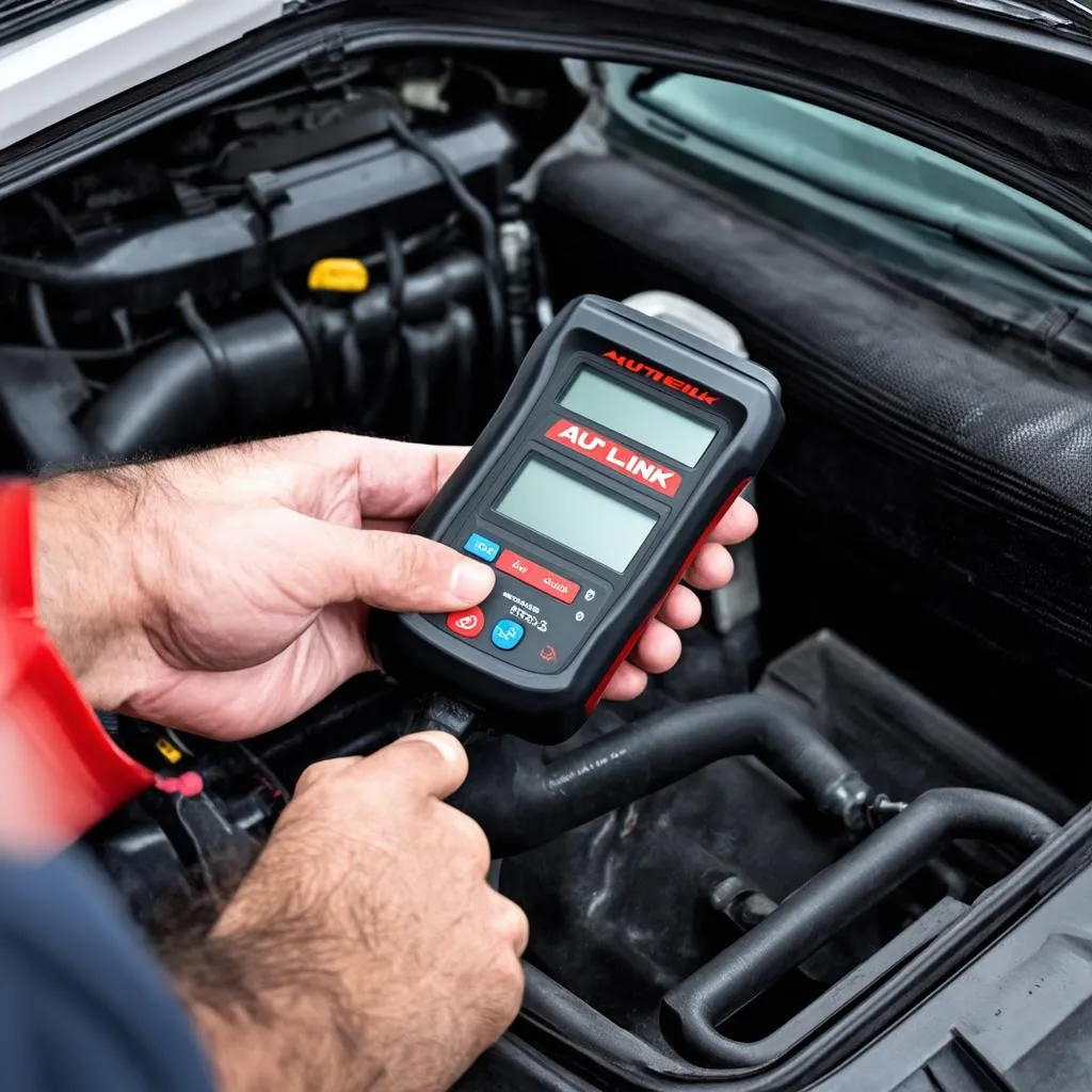 Mécanicien utilisant l'Autel Valise de Diagnostic OBD2