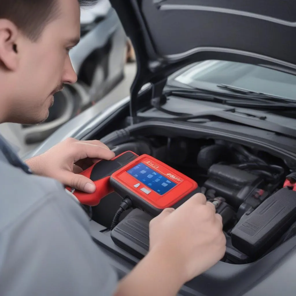 Mechanic using Autel Scanner