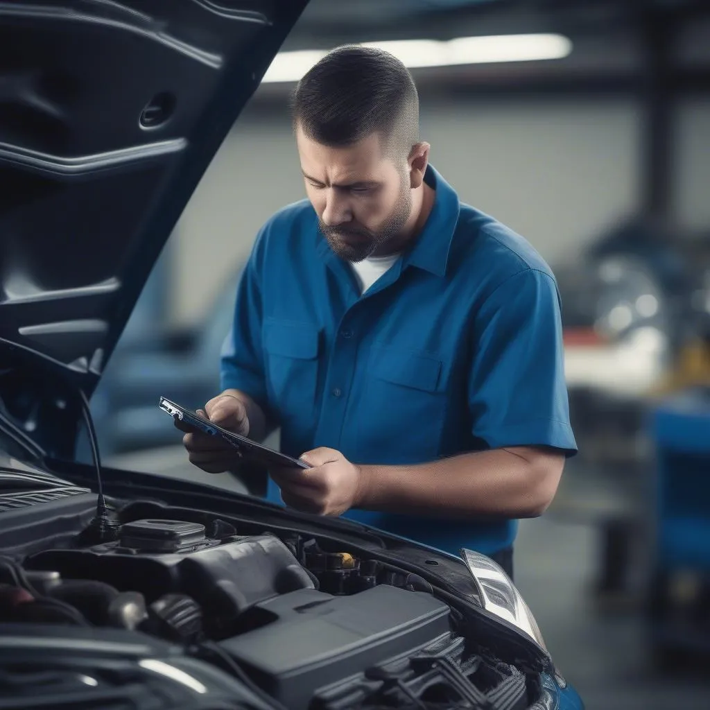 Mechanic Using Diagnostic Tool