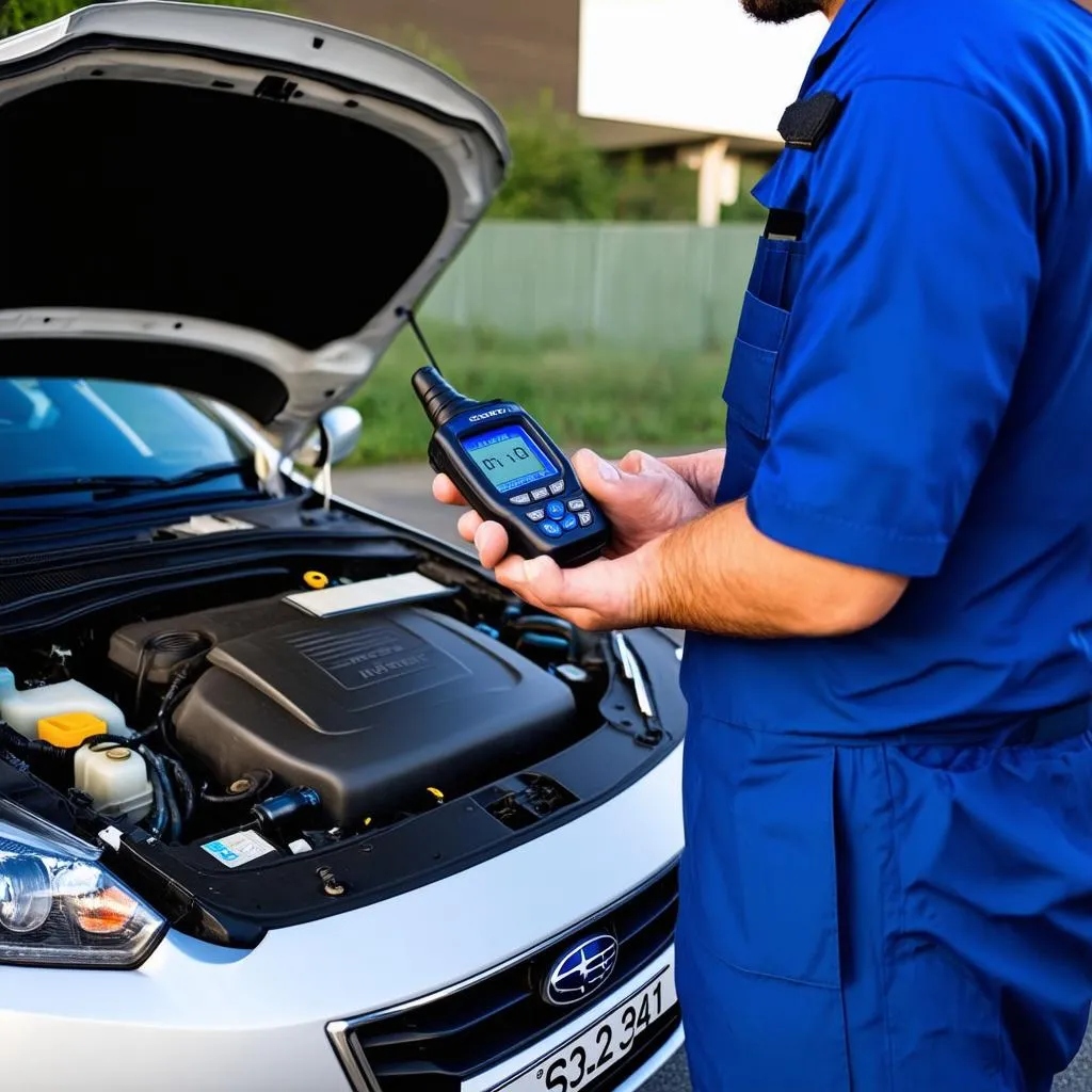 Mécanicien utilisant un scanner OBD