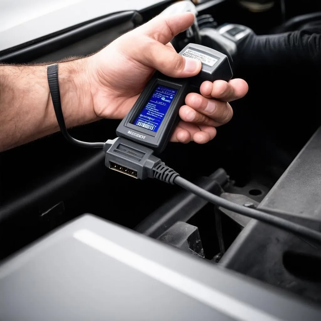 Mécanicien utilisant un scanner OBD