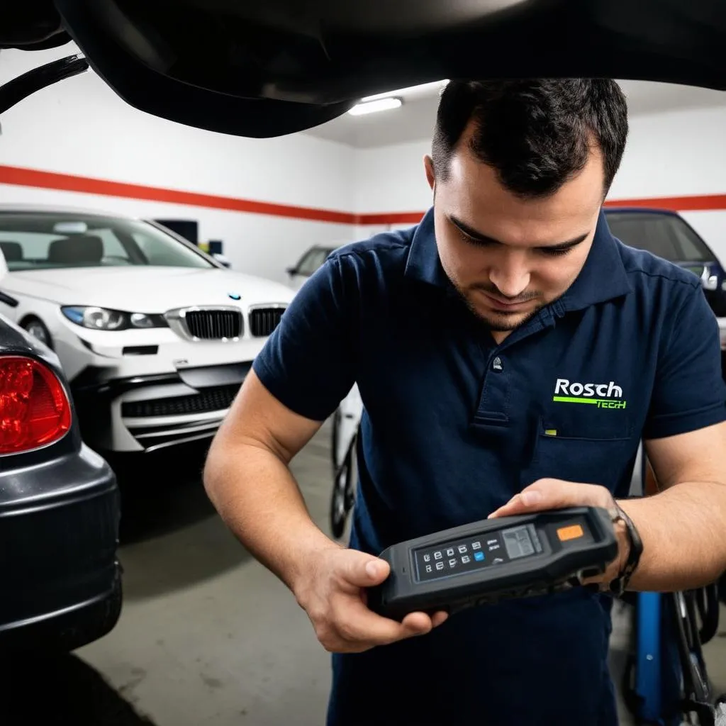 Mechanic using Ross-Tech OBD