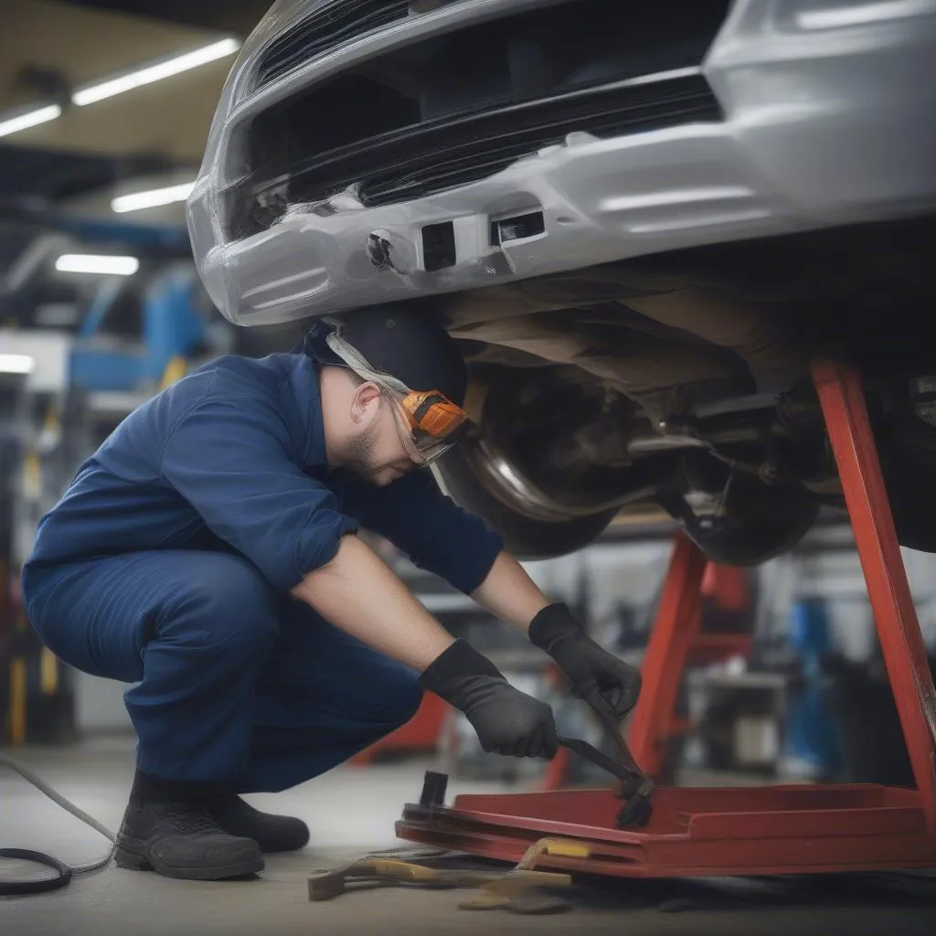 mécanicien travaillant sur une voiture