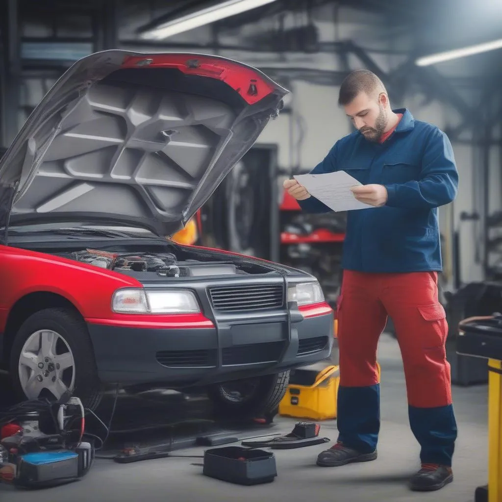 mechanic using obd scanner