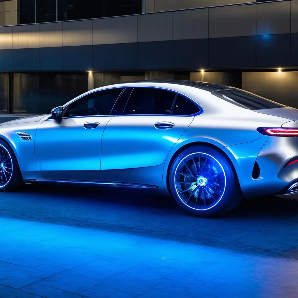 Concept car Mercedes avec des lumières sur les roues