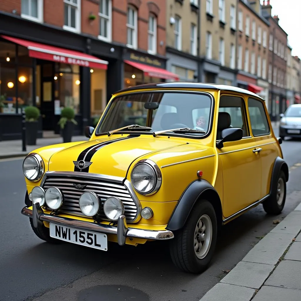 La Mini Cooper jaune et noire de Mr. Bean, un modèle emblématique de la comédie britannique.