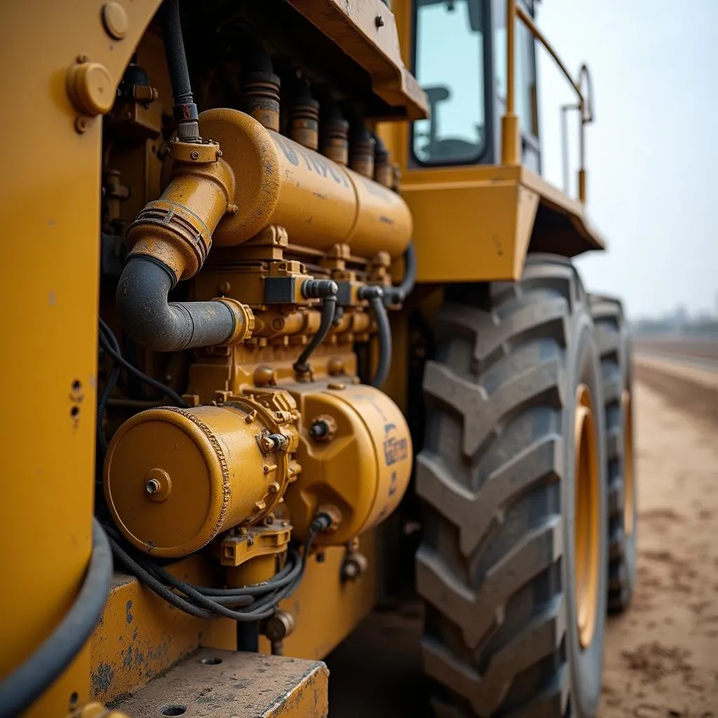 Moteur Caterpillar C6 dans un engin de chantier