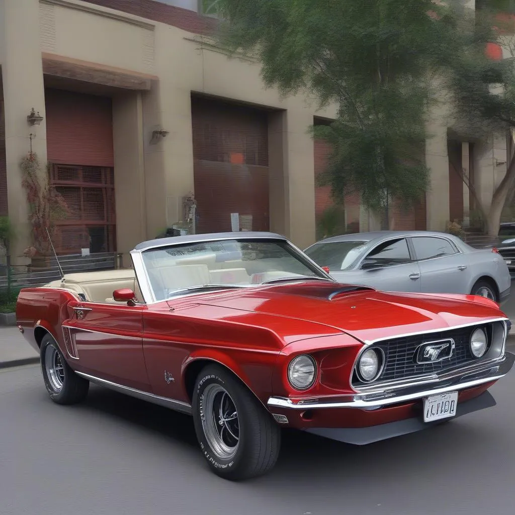 Une magnifique Ford Mustang 1969 rouge