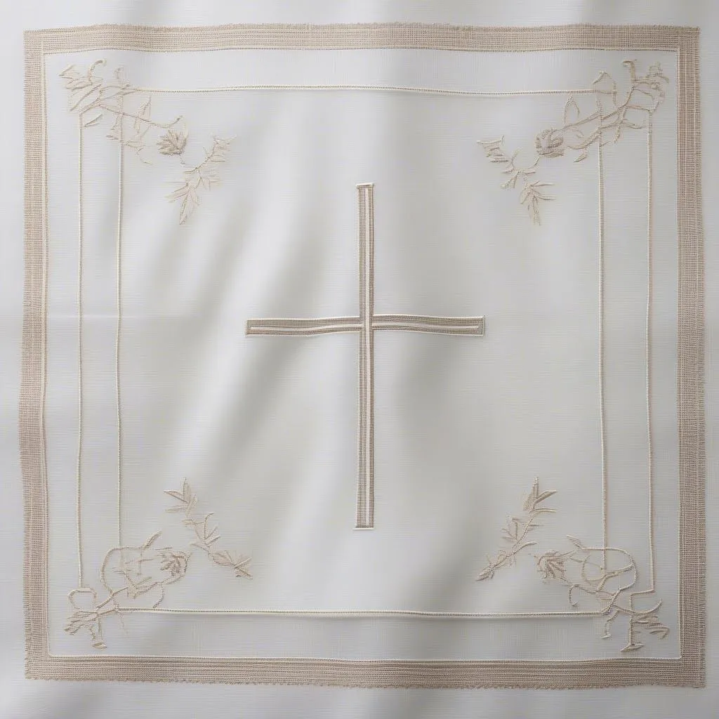 Nappe d'autel brodée avec une croix