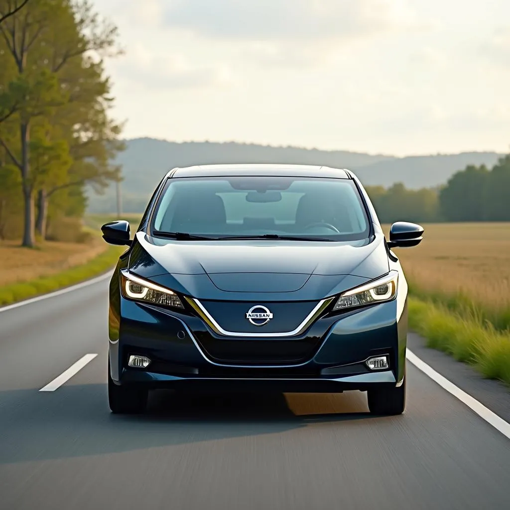 Nissan Leaf sur route de campagne