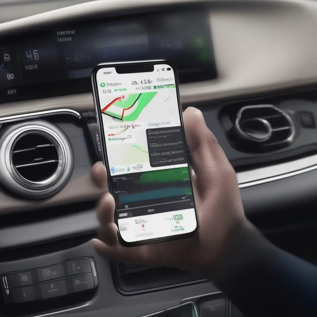 Téléphone connecté à CarPlay avec application OBD