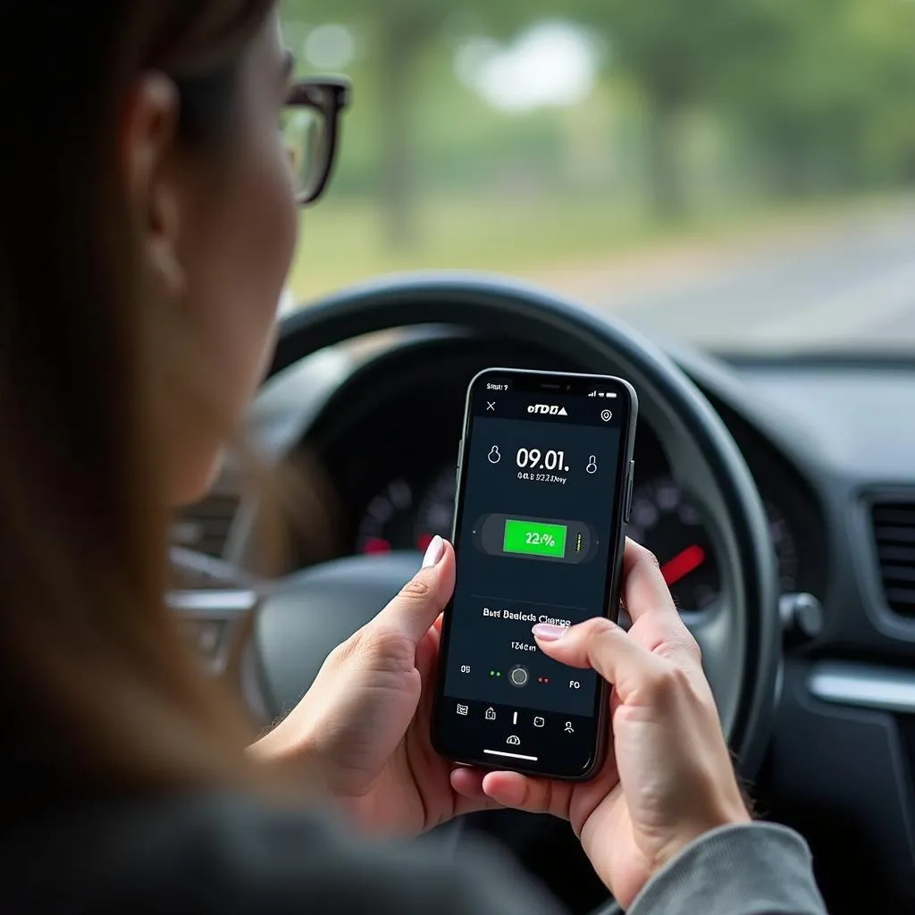 Application mobile OBD surveillant l'état de la batterie d'une voiture