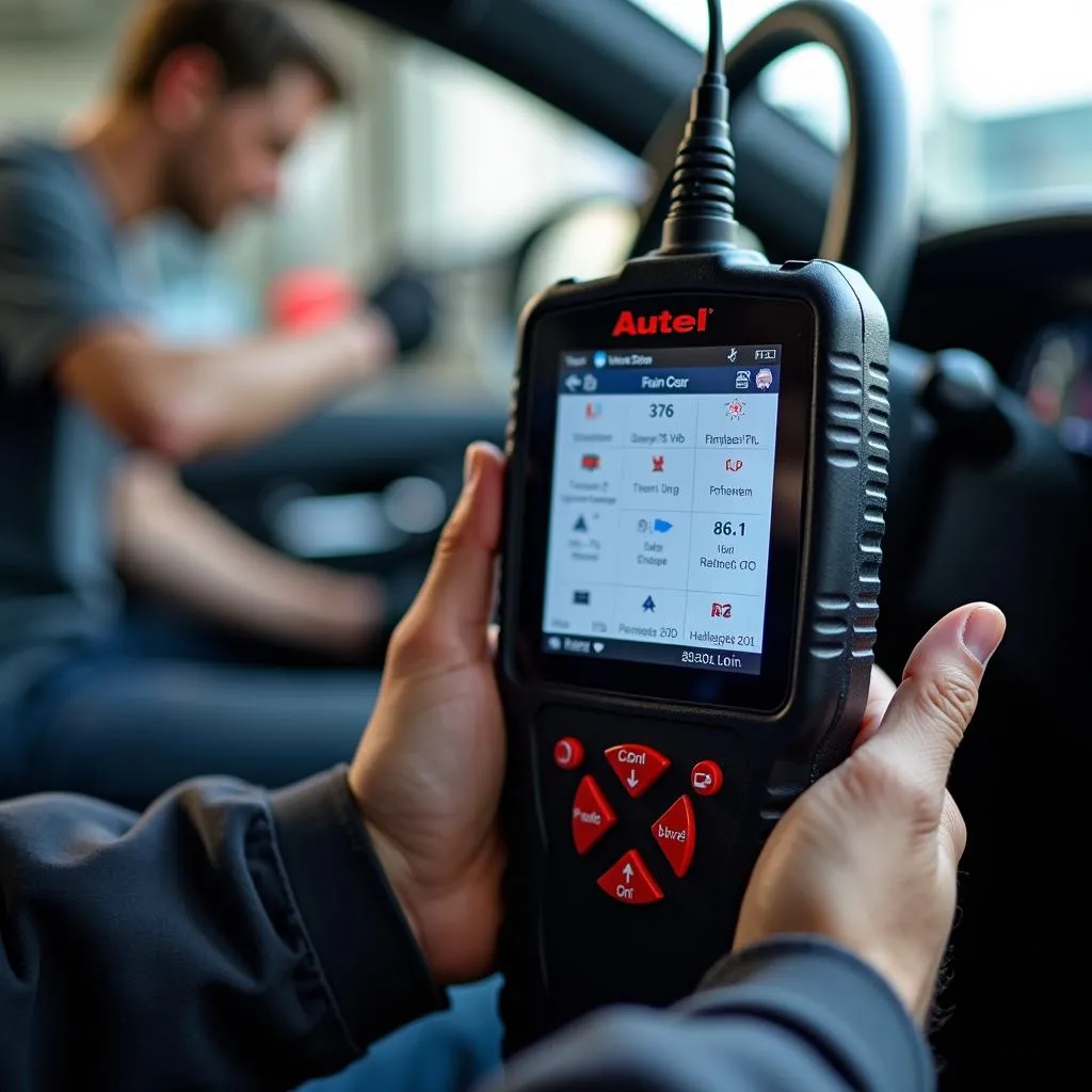 Outil de diagnostic automobile Autel en action sur une voiture