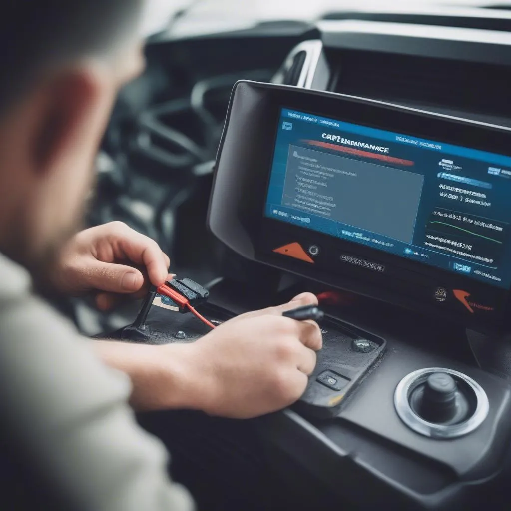 Un mécanicien utilisant un outil de diagnostic OBD