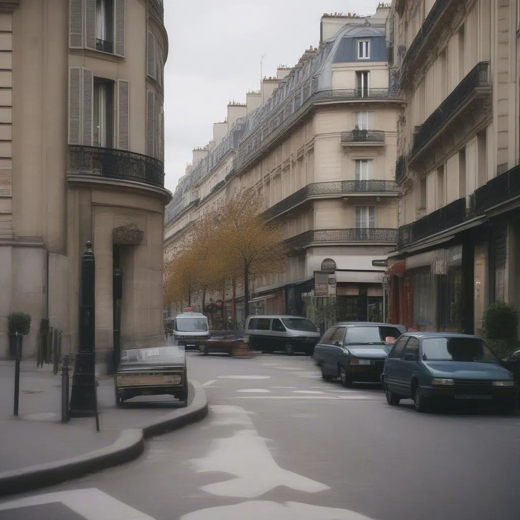 Voiture dans la rue de Paris