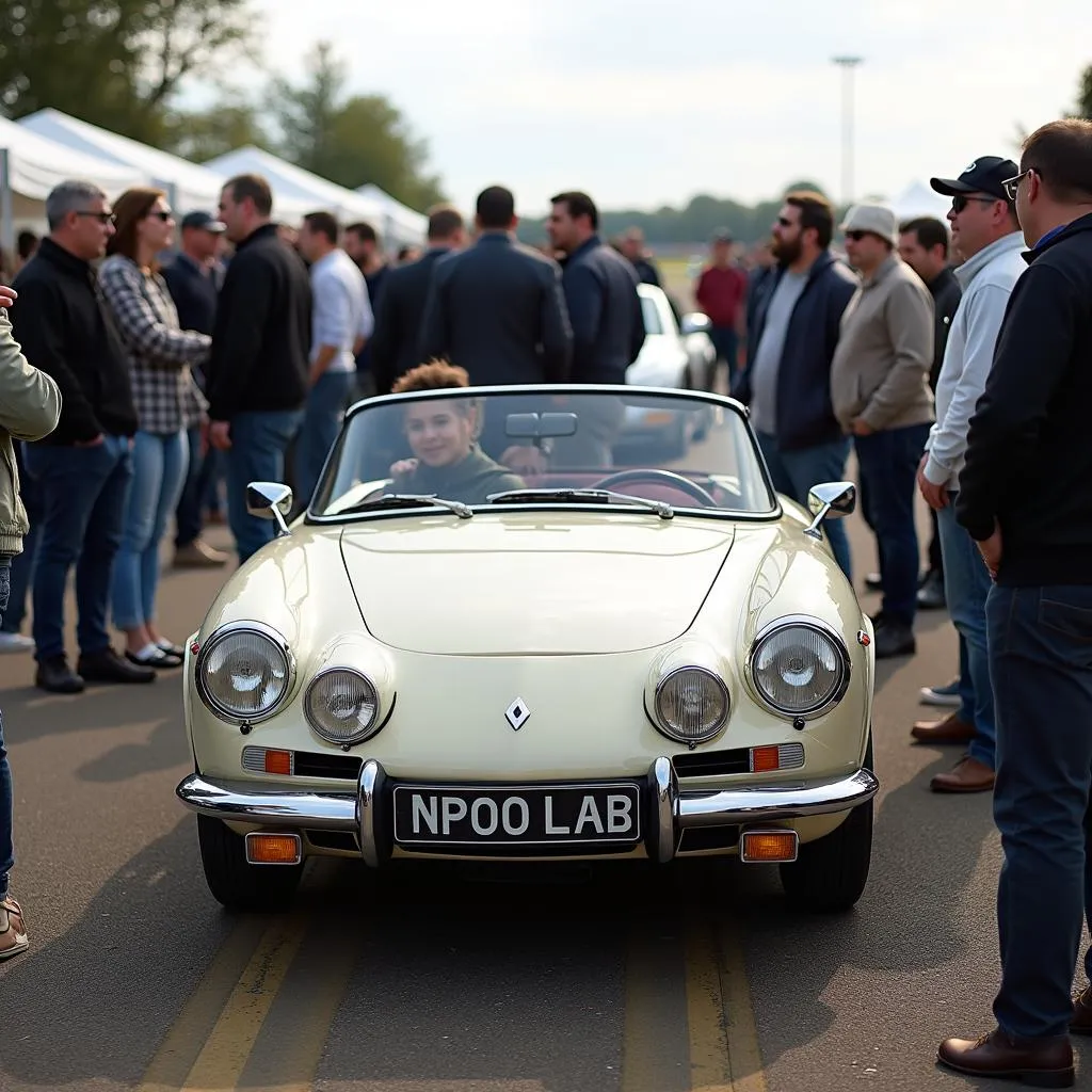 Passionnés d'automobiles autour d'une Renault Alpine