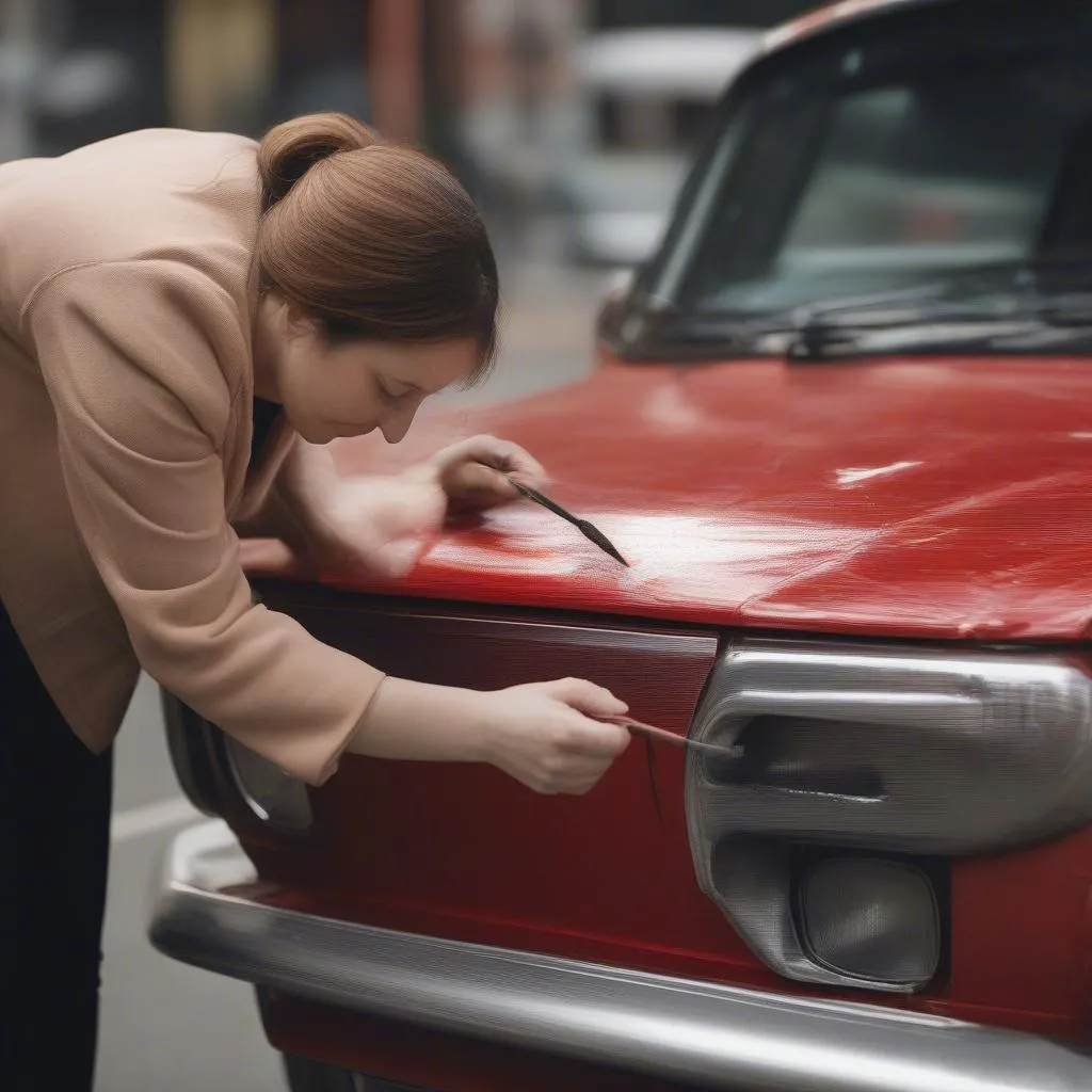 Peinture de retouche automobile pour une voiture rouge rubis