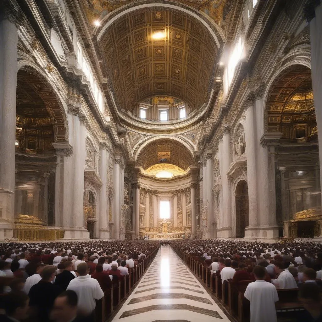 Messe à la Basilique Saint-Pierre pendant le pèlerinage