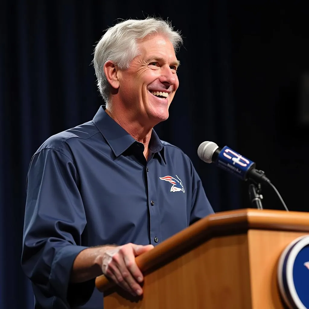 Pete Carroll prononçant un discours