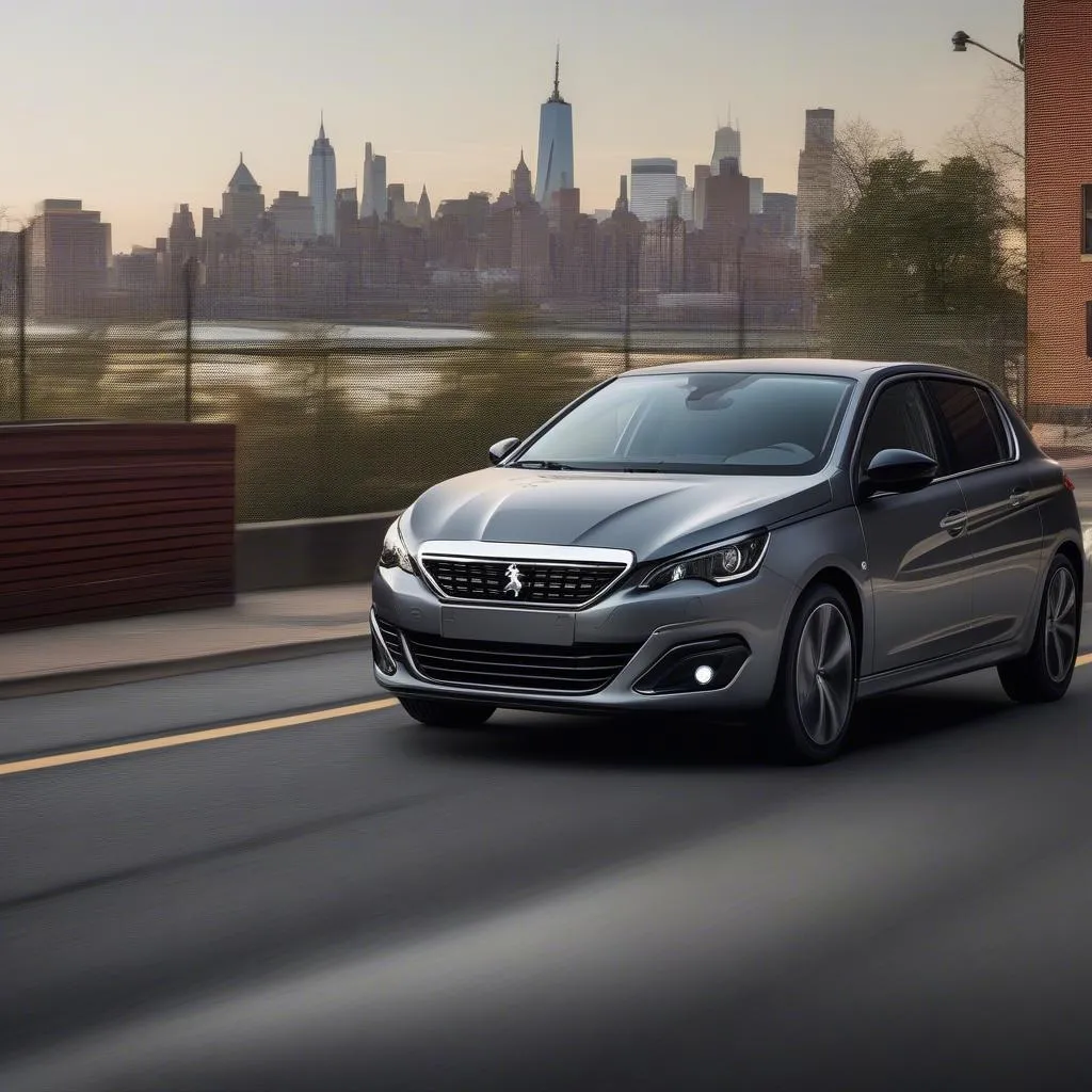 Peugeot 308 driving through Hoboken