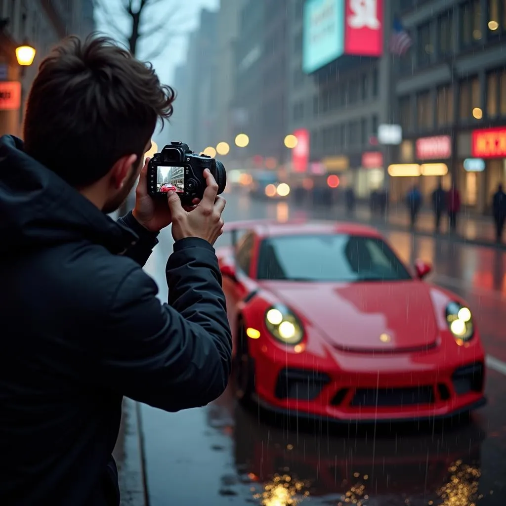 Photographie de voiture sous la pluie en 4K