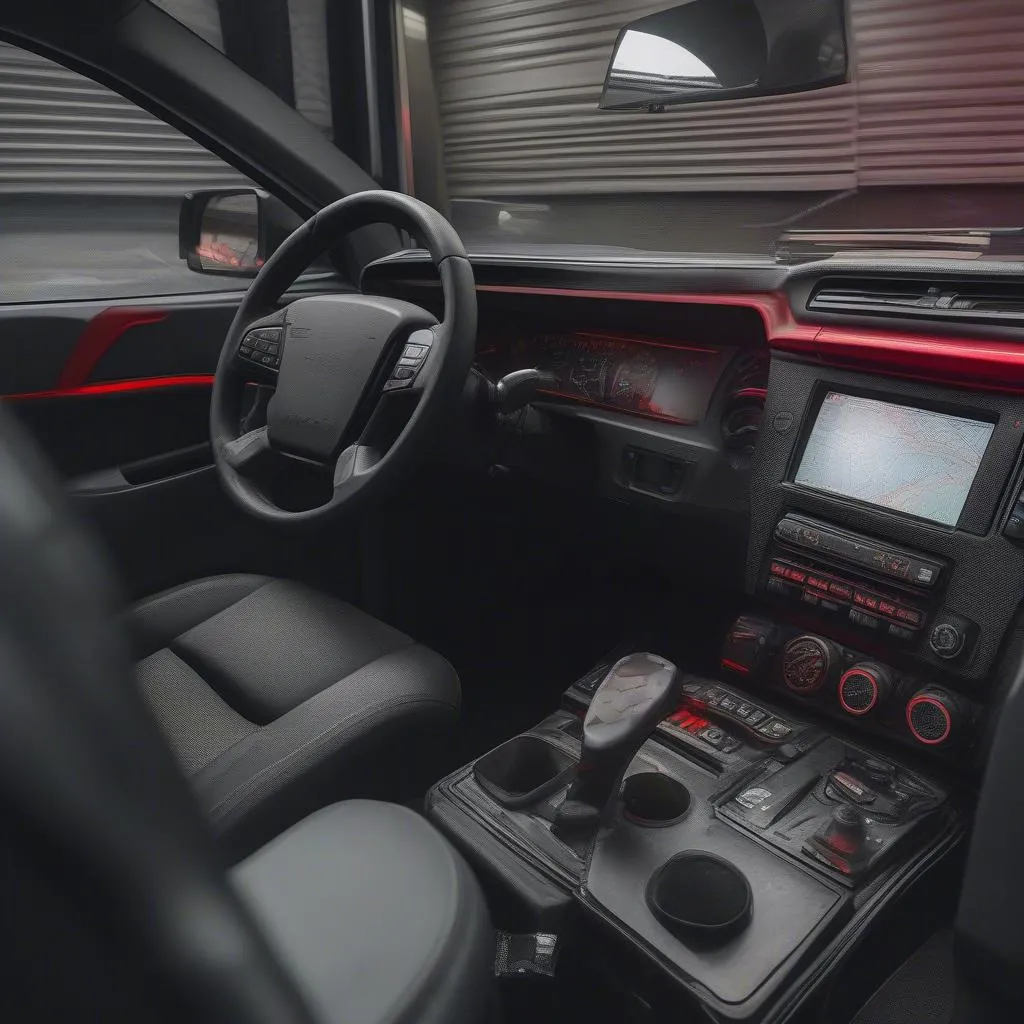 Police car interior with dashboard