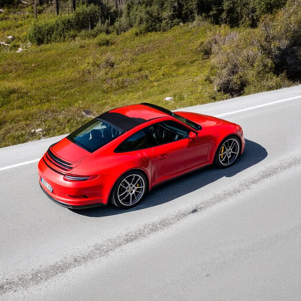 Porsche 911 sur route de montagne