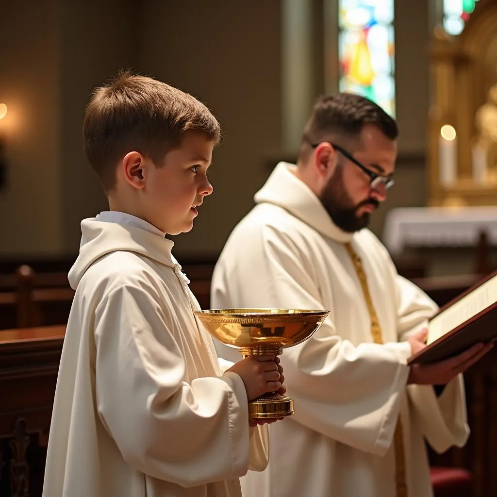 Rituel servant d'autel dans une église