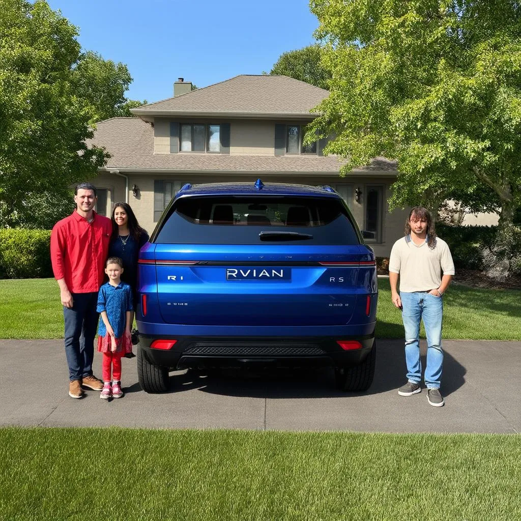 Rivian R1S SUV with Family