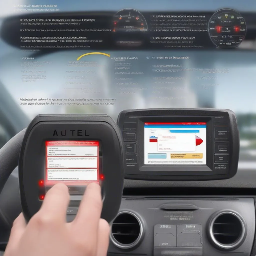 Scanner automobile pour identifier les causes des feux d'avertissement sur le tableau de bord