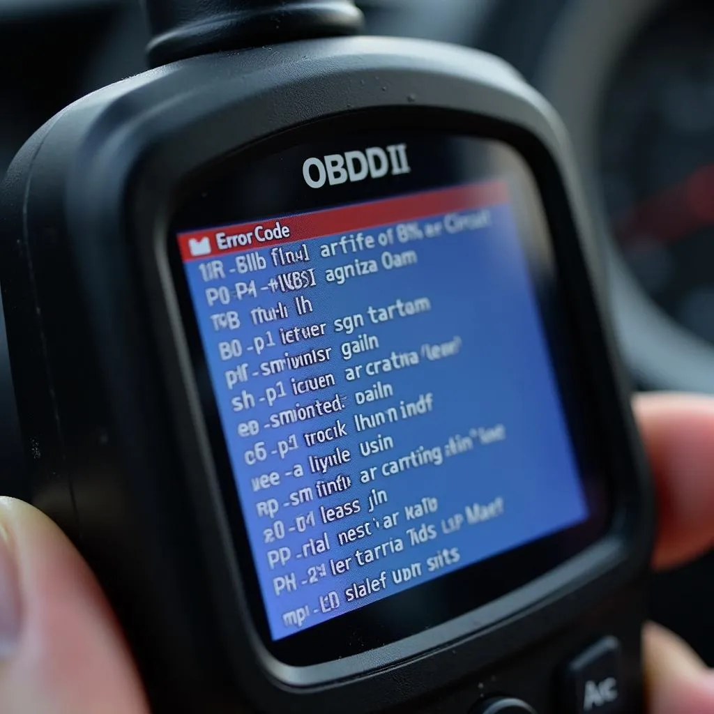 Scanner OBD II affichant les codes d'erreur