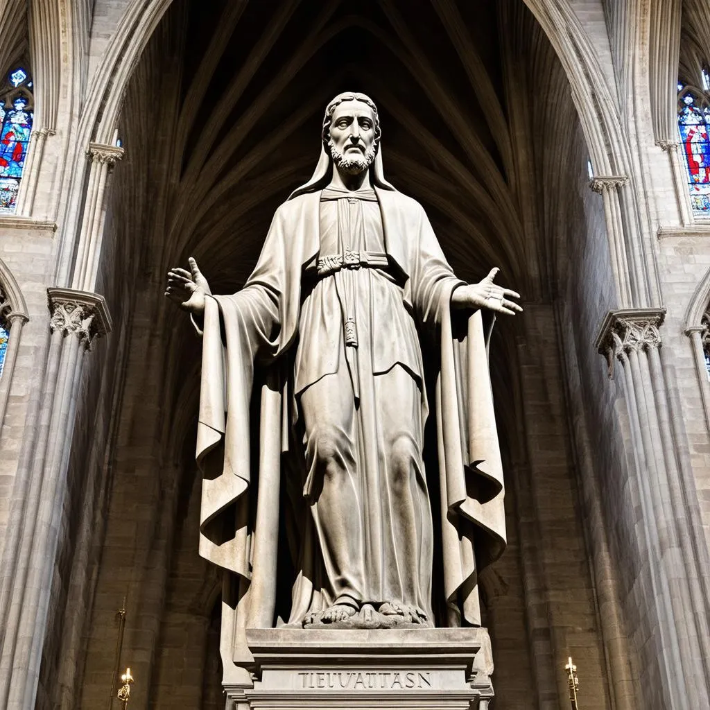 Statue imposante dans la cathédrale Saint-Malo