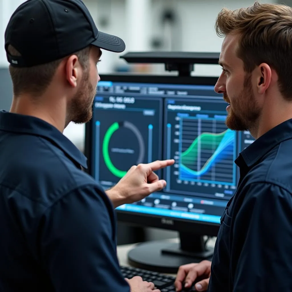 Technicien automobile expliquant le diagnostic à un client