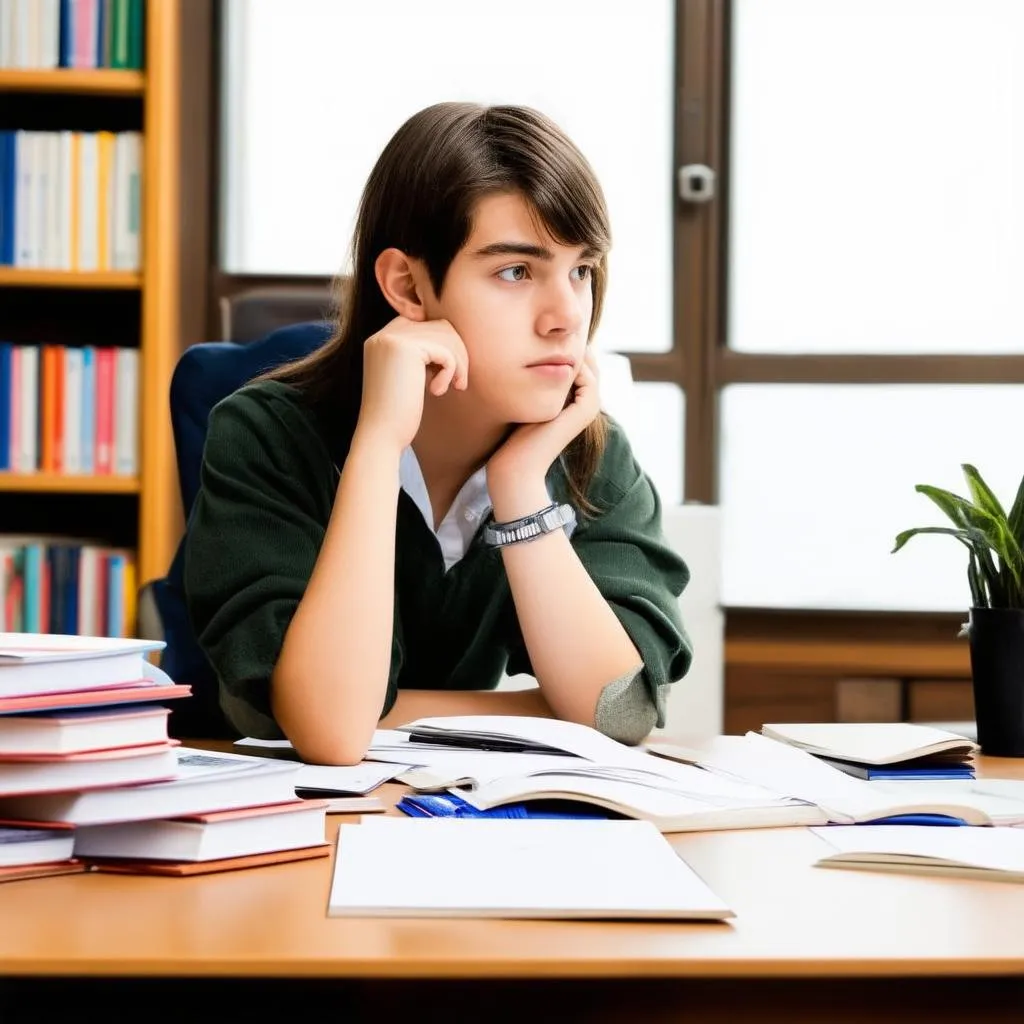 Adolescent réfléchissant à sa carrière