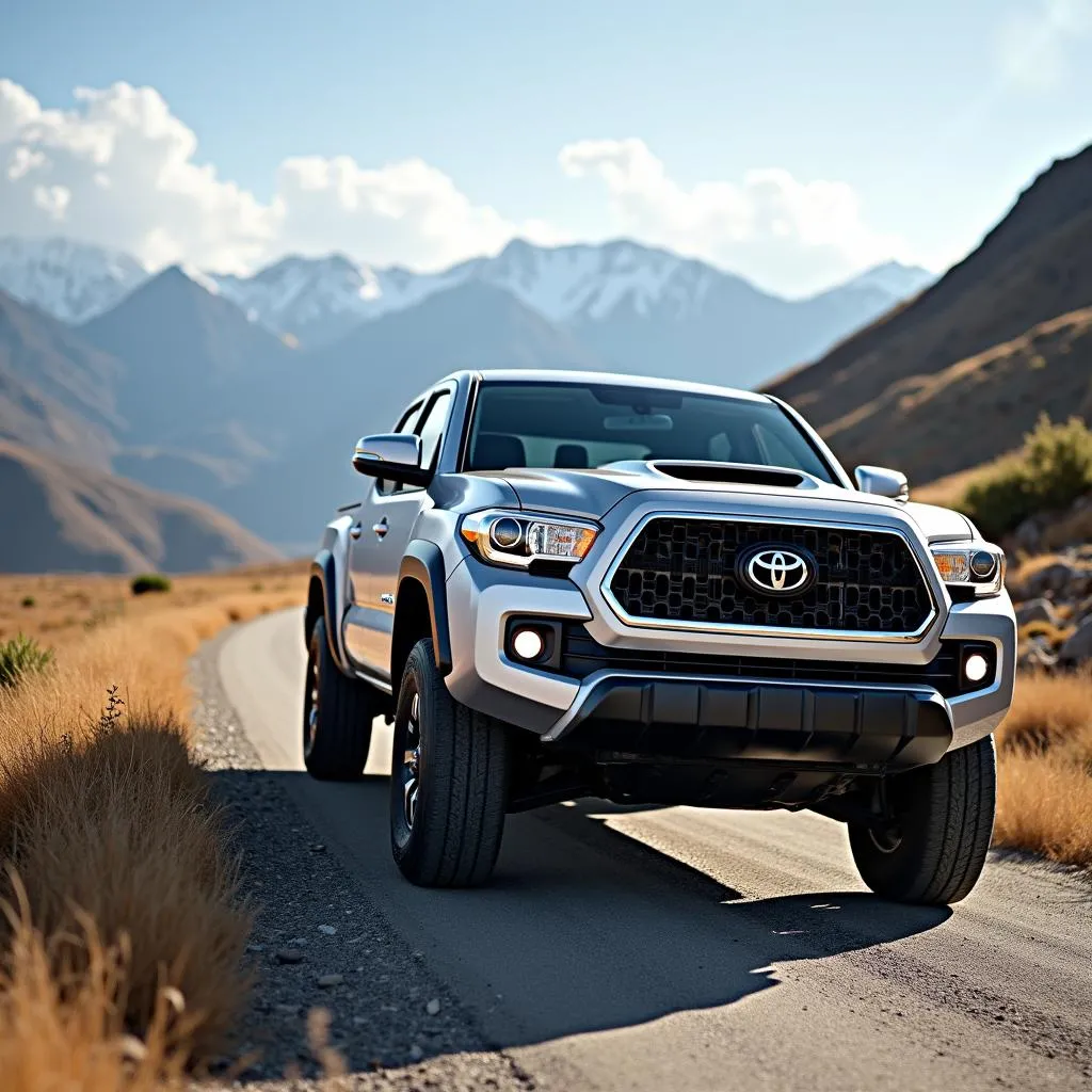 Toyota Tacoma traversant un chemin de montagne