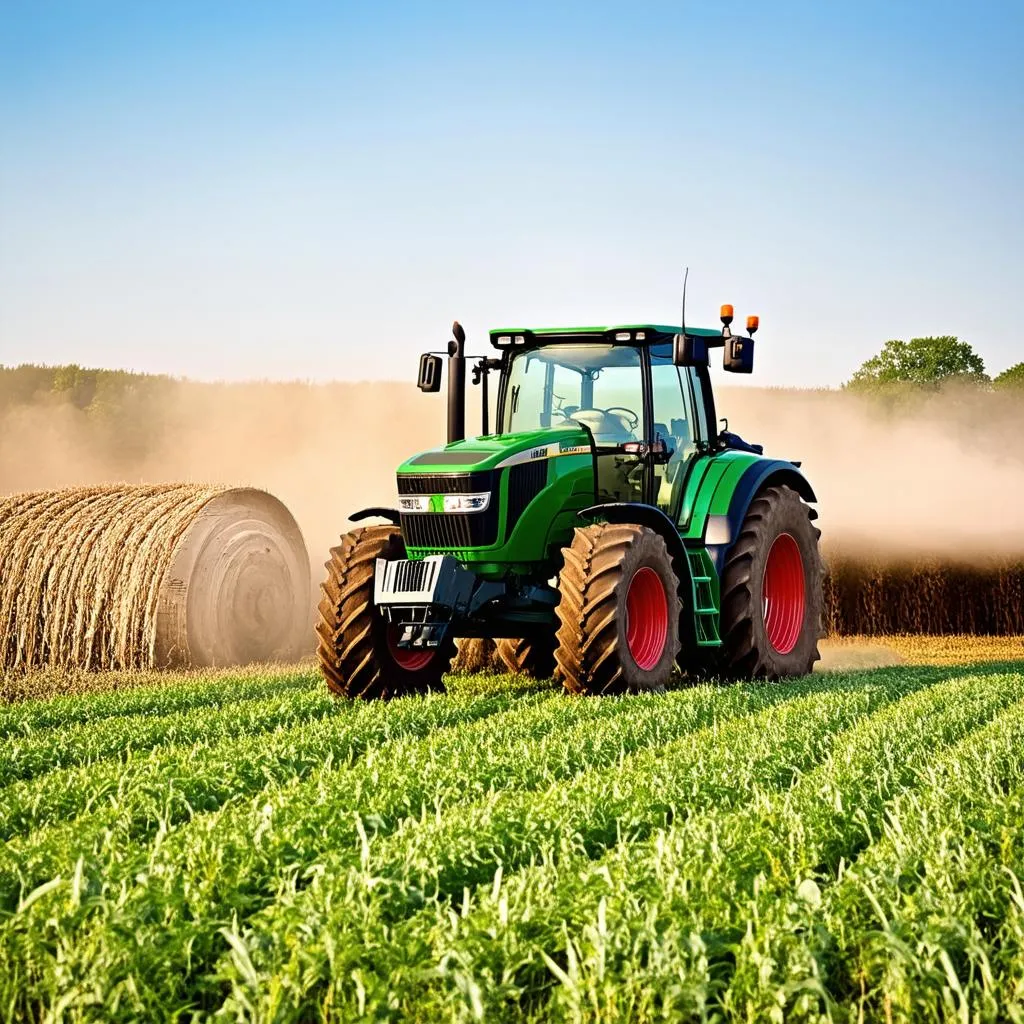 Un tracteur agricole moderne dans un champ